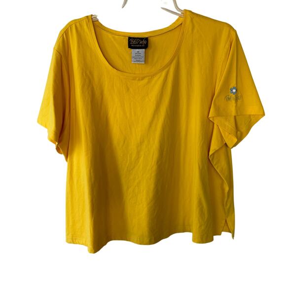 Bob Mackie Rich Yellow Floral embroidered sleeve size 3X - Picture 1 of 9